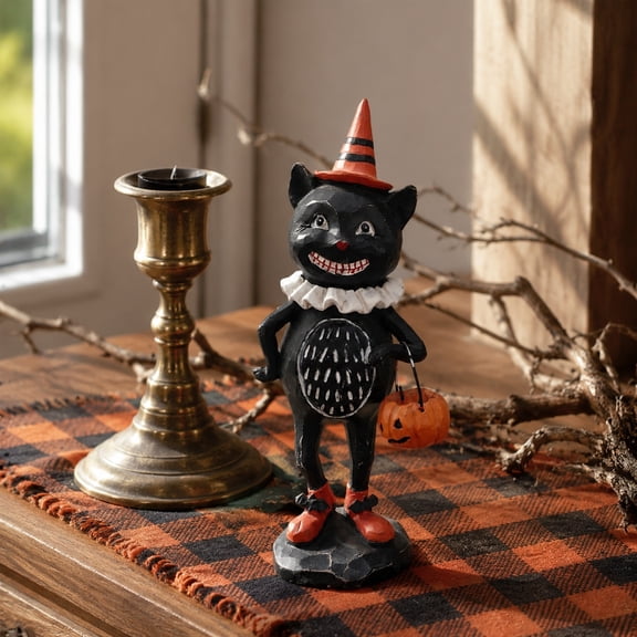 Pack Halloween Resin Figurines Pumpkin Man Owl Statues With Witch Hats Spooky Fall Tabletop Decor Ornaments For Halloween Party Mantel Home Decor