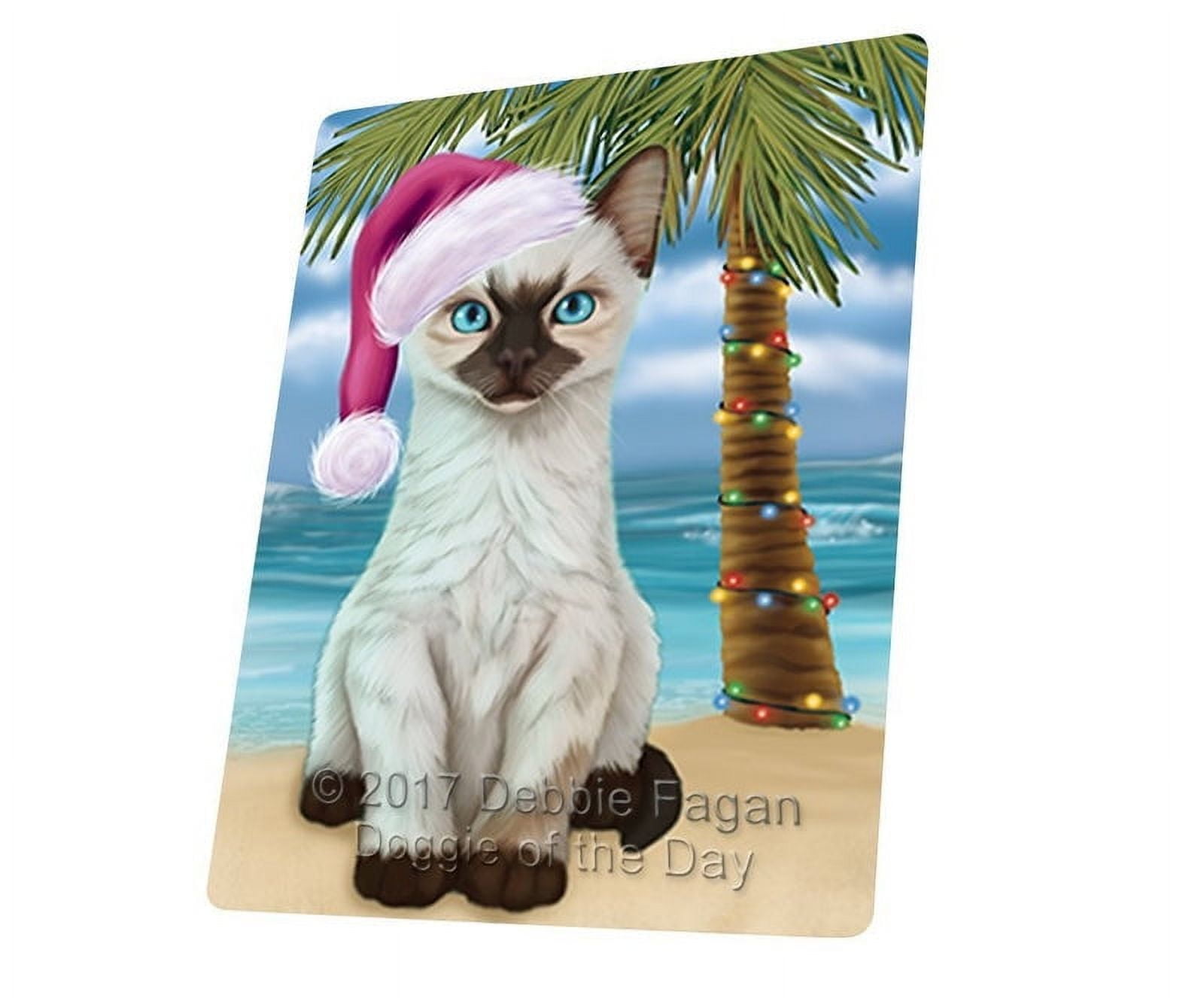 Summertime Happy Holidays Christmas Siamese Kitten Cat on Tropical