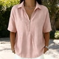 thumbnail image 5 of cfhntfmh Womens Tops Summer Half Sleeve Collared V Neck T-Shirts Zipper Loose Casual Workout Shirts Solid Color Clothes, 5 of 6