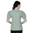 thumbnail image 2 of Women V-Neck Floral top Casual Button Shirt with Half Sleeves cotton printed, 2 of 5