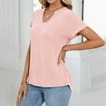 thumbnail image 4 of Weiqiqre Womens Summer Tops Oversized V Neck Tshirts Summer Ribbed Knit Short Sleeve Tunic Tops Casual Loose Fit Tee Shirts, 4 of 6