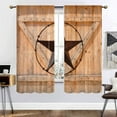 thumbnail image 3 of Rustic Blackout Curtains Country Western Texas Star On Vintage Wooden Barn Door Thermal Insulated Grommet Window Drapes for Living Room W63 x L63 Inch, 3 of 5