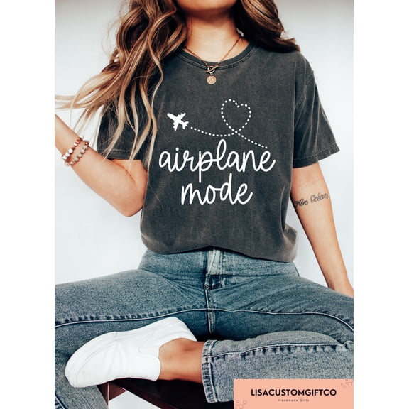 Velto Airplane Mode T-shirt, Travel Inspired Graphic Apparel, Vacay Mode Outfit, Fun Gift Clothing for Adventurers, Full Size S-5XL
