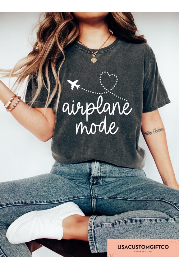 Airplane Mode T-shirt, Travel Inspired Graphic Apparel, Vacay Mode Outfit, Fun Gift Clothing for Adventurers, Full Size S-5XL