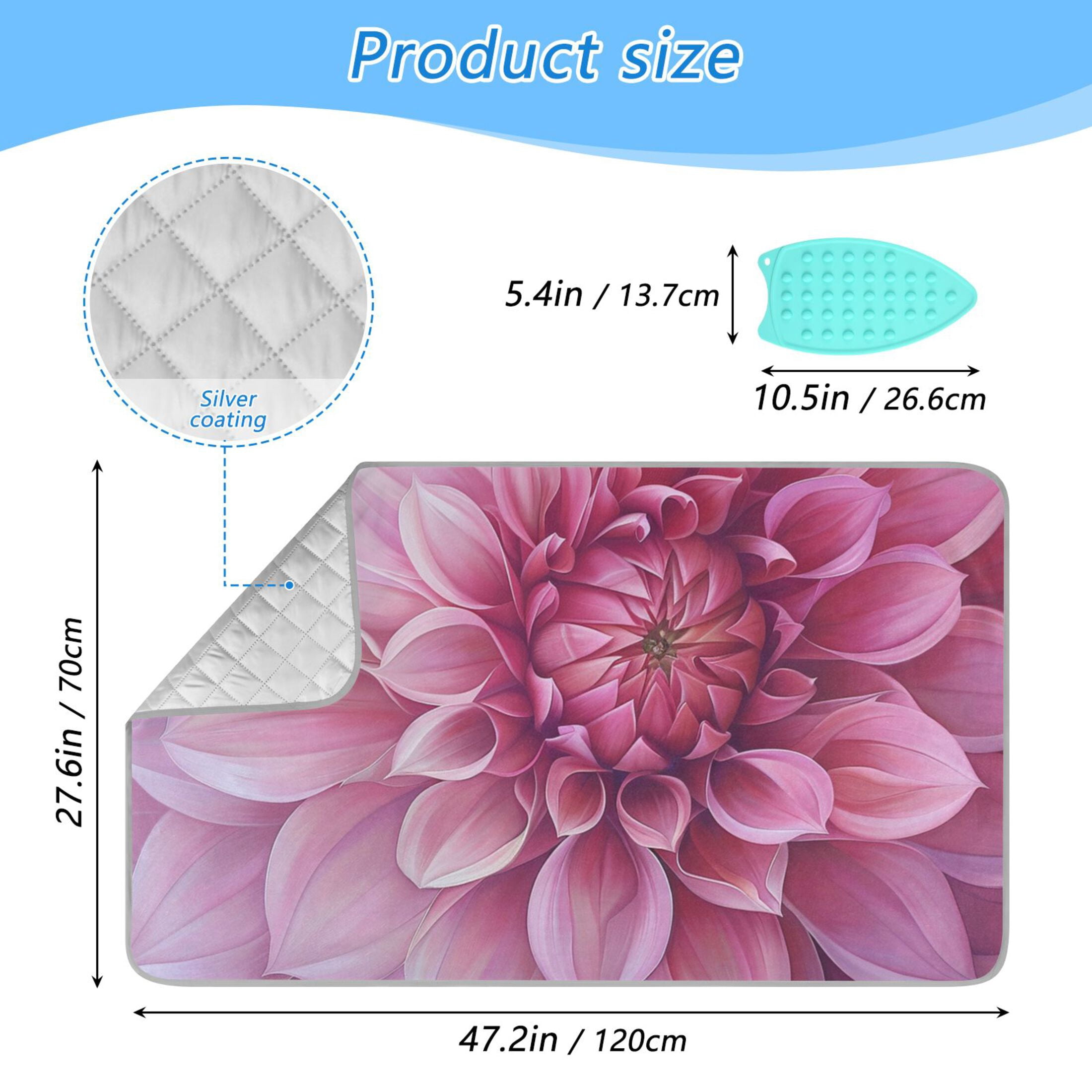 Blooming Dahlia Ironing Mat Blanket Portable Travel Ironing Pad Heat Resistant Pad 47.2" x 27.6”