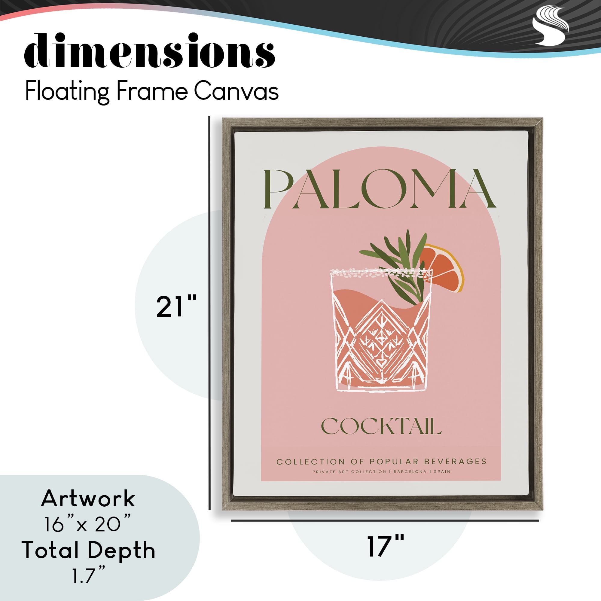 Stylish Retro Paloma Brown Framed Floater Canvas Wall Art, design by Lil' Rue