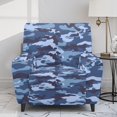 thumbnail image 2 of FKELYI Camo Blue Print Recliner Slipcover with Side Pockets 4 Pcs Sofa Couch Cover Stretch Reclining Chair Covers Soft Lazy Boy Chair Cover for Bedroom Living Room, 2 of 7