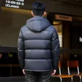 thumbnail image 3 of Chaqueta de plumón de invierno para hombre 2024, abrigo corto de rayas gruesas con sombrero desmontable, ropa de negocios informal, cálida, nueva chaqueta superior, 3 of 4
