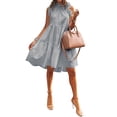 thumbnail image 3 of STARVNC Women Ruffle Trim Crew Neck Sleeveless Tiered Mini Dress, 3 of 3