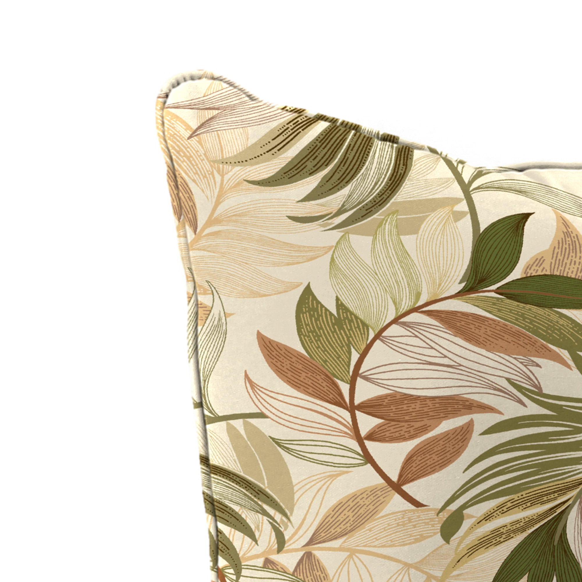 Jordan Manufacturing 46.5" x 24" Oasis Nutmeg Beige Leaves Rectangular Outdoor Deep Seat Chair Cushion Set with Welt