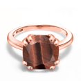 thumbnail image 3 of Gem Stone King 3.50 Ct Cushion Red Tiger Eye 18K Rose Gold Plated Silver Double Prong Ring, 3 of 6