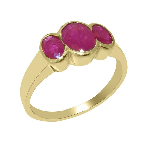 LBG British Made 10k Yellow Gold Natural Ruby Womens Anniversary Ring - 33 size options - Size 10