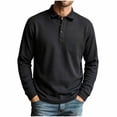 thumbnail image 2 of Aimik Polo Shirts for Men Long Sleeve Waffle Texture Button Up Casual Solid Shirts Fall Winter Soft Warm Collared Tee Basic, 2 of 6