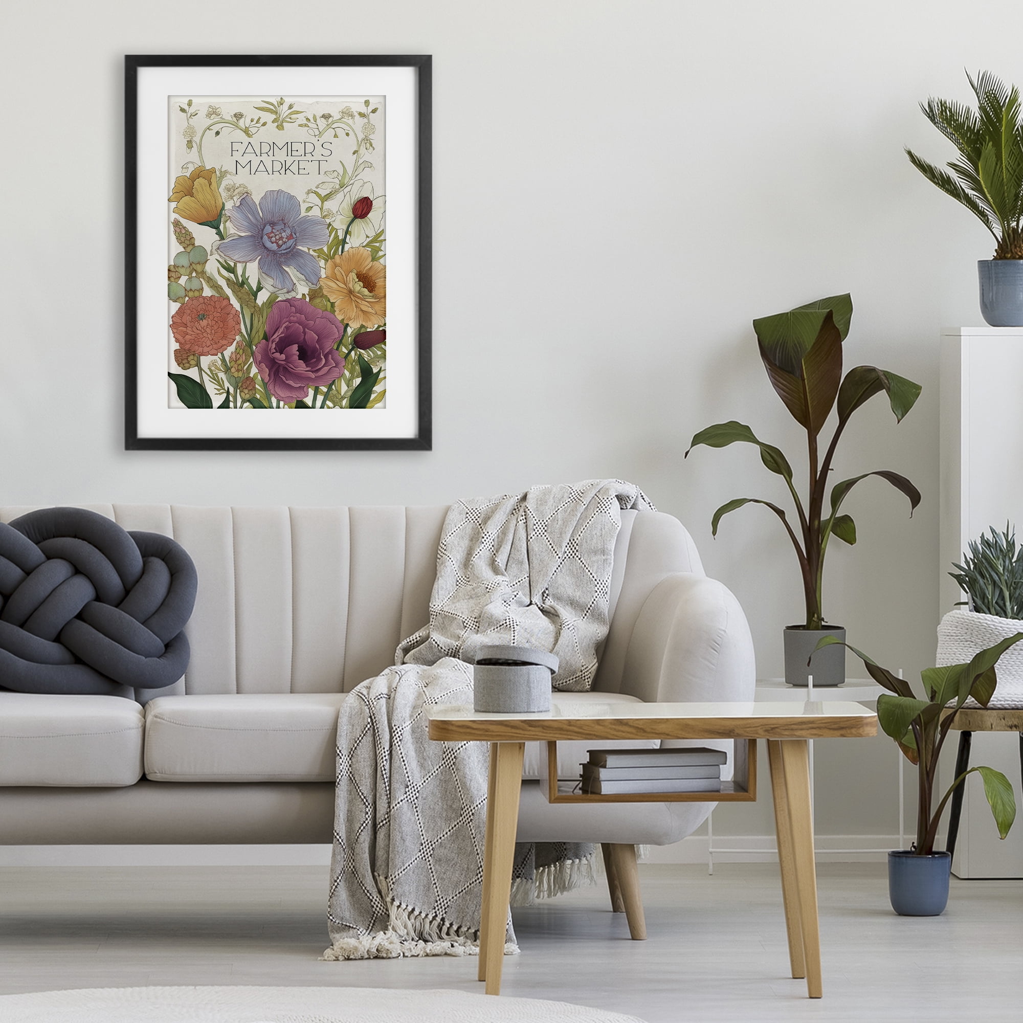 Vintage Farmer's Market Garden Black Framed Print Under Glass, design by Sasha