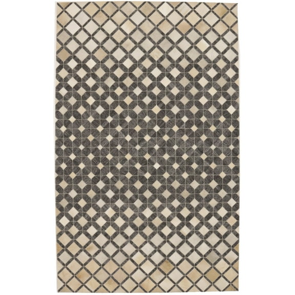 Gray Cowhide 5X8 Modern Leather Rug