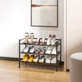 thumbnail image 6 of Seville Classics 3-Tier Stackable 9-Pair Resin Slat Metal Frame Shoe Storage Rack Organizer, Espresso, 6 of 11