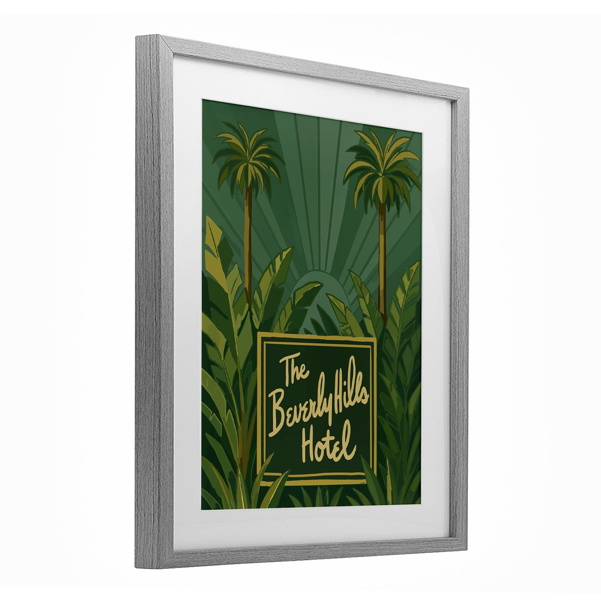Stupell Industries Retro Beverly Hills Hotel Gray Framed Print Under Glass, design by Amelia Noyes