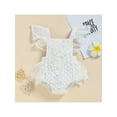 thumbnail image 2 of Franhais Baby Girl’s Fly Sleeve Romper Fashion Solid Color Lace Embroidery Bandage Triangle Jumpsuits, 2 of 9