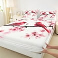 thumbnail image 3 of Manfei Cardinal Bird Queen Sheet Sets,Cherry Blossom Flat Sheet,Pink Red White Queen Fitted Sheet For Girl Teens,Breathable Home Decor,4-Piece, 3 of 7