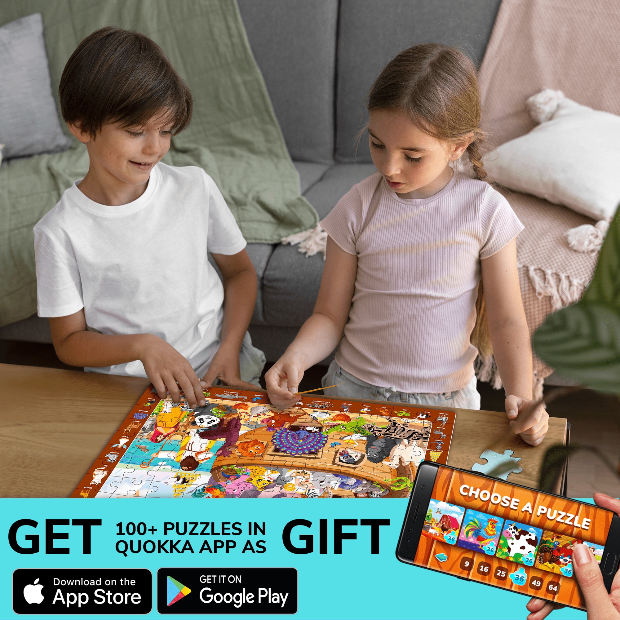 QUOKKA 60 Piece Puzzles for Kids Ages 4-6 - Set 4 Bible Jigsaw Puzzles for Kids 6-8-10 Year Old