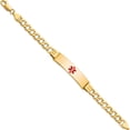 thumbnail image 2 of 14K Yellow Gold Semi-Solid Medical Red Enamel Curb Link Id Bracelet (7 X 10.5) Made In United States xm579cr-7, 2 of 5