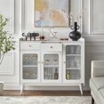 thumbnail image 3 of TMS Conlee 47" Vintage Buffet with Three Glass Doors, Two Drawers, and Three Adjustable Shelves, White, 3 of 7