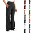 thumbnail image 2 of CCRFTGI Flare Leggings for Kids Girls Size 7 High Waist Yoga Leggings Gym Bell Bottoms Stretchy Running Leggings Saffron 2-3 Years, 2 of 6