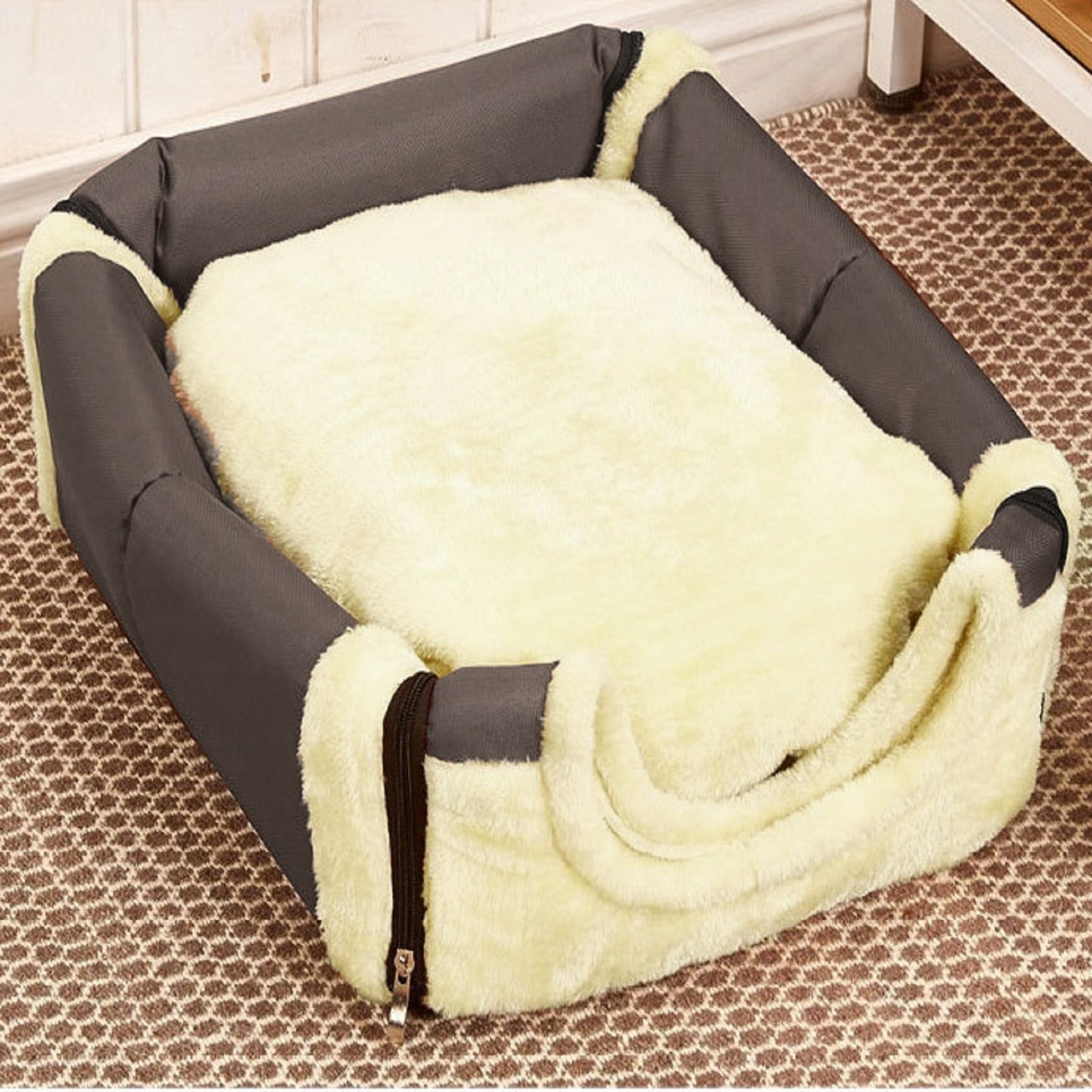 Cadorn 1PCS Small Heated Dog Bed with Removable Washable Cover, Insulated Thermal Lining for Winter Warmth, Cozy Pet House Indoor Use, Soft Plush Sleeping Pad for Dogs