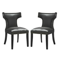 Modway Curve Dining Chair Vinyl Set of 2 in Black