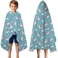thumbnail image 3 of Blue Cartoon Unicorn Rainbow Star Heart Cloud Hooded Bath Towel，50"x30" for Ages 3 To 12 Kids, Quick Dry Lightweight Soft Microfiber Hood Beach Towel Cover Up for Kids, 3 of 7