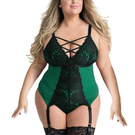 

Cathalem Lingerie And for Women Women Elastic Plus Size Stretchy With Garter 5x Lingerie for plus Size Women Underwear Green 3X-Large