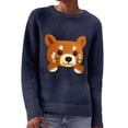 thumbnail image 2 of Sweaters for Women Trendy Crew Neck Long Sleeve Sweater Cute Animal Graphic Knit Pullover for Daily, 2 of 4