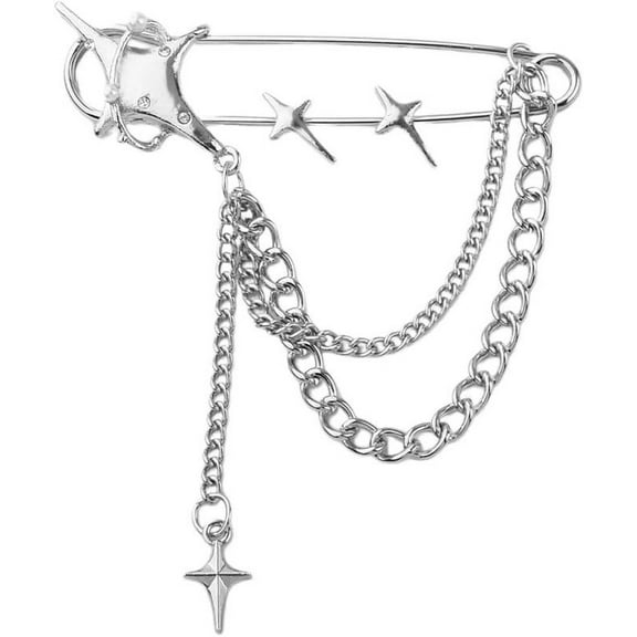 Y2k Chain Brooch Pins for Women Silver Gold Tassel Pin for Coat Collar Brooch Pin Y2k Punk Shoes Clothing Accessories