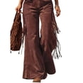 thumbnail image 4 of Women's Fringe Wide-Leg Overalls Jumpsuit with Adjustable Straps and Pockets, 4 of 6