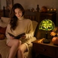 thumbnail image 5 of Halloween Green Dome Night Light, 7.9in LED Table Lamp with Tiffany Style Shade for Bedroom, Mantel and Party Decor, 5 of 7