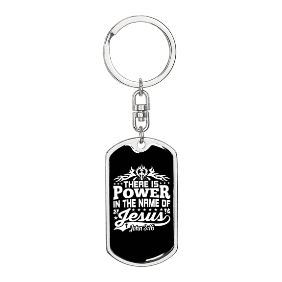 Power Of Jesus John 3:16 Stainless Steel or 18k Gold Premium Swivel Dog Tag Keychain