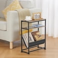thumbnail image 2 of ZEXVIDA Narrow End Table for Small Spaces - Slim Side Table with Magazine Holder,2 in 1 Design Narrow End Table Living Room,Skinny Bedroom Nightstand Thin Side Magazine Table,Oak, 2 of 5