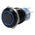 thumbnail image 1 of 19Mm 12V On/Off Black Waterproof Self-Locking Latch Push Button Flate Switch Blue Led,Self-Locking Switch, 1 of 3