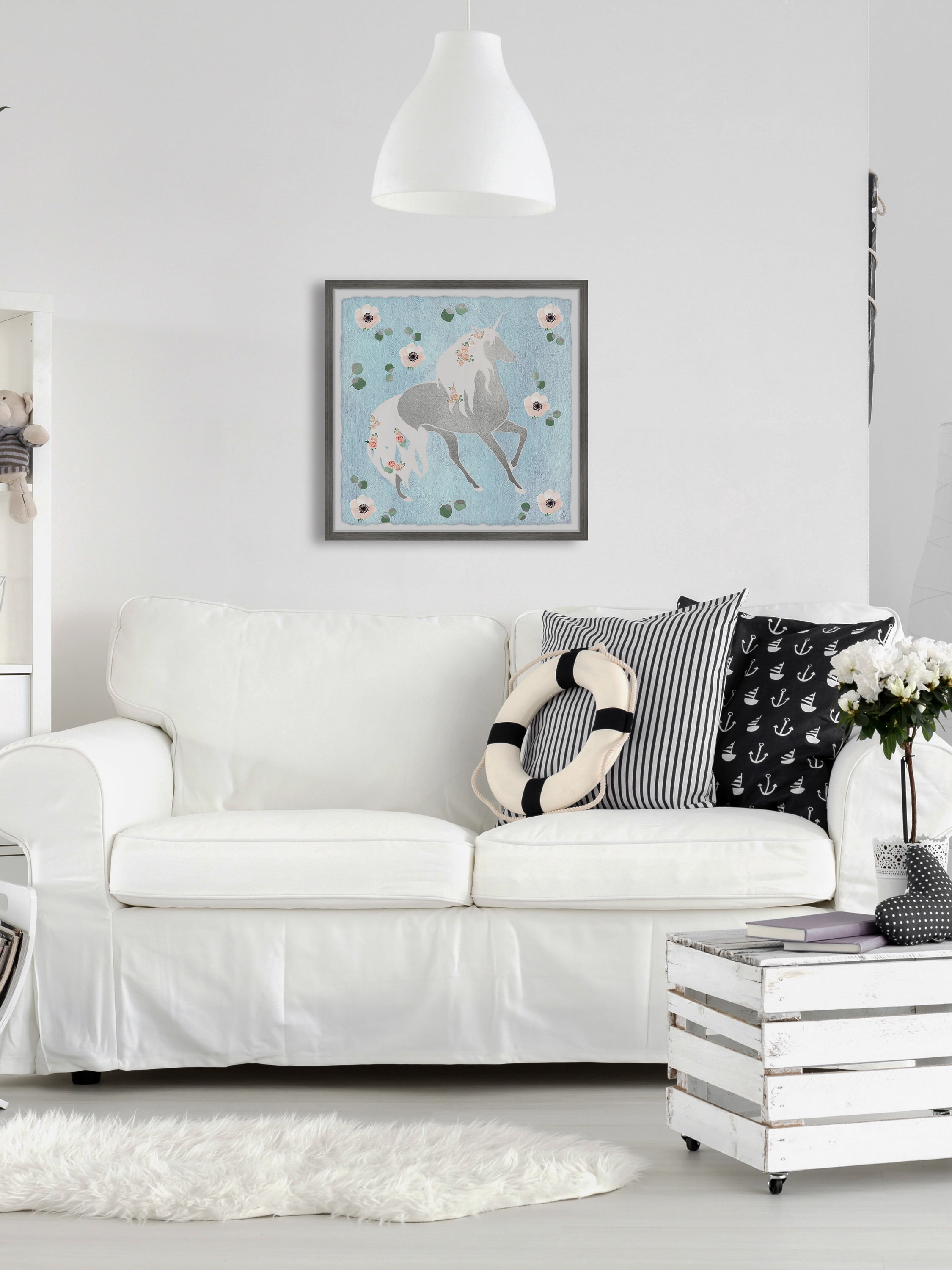Marmont Hill Floral Unicorn Shadow Framed Wall Art