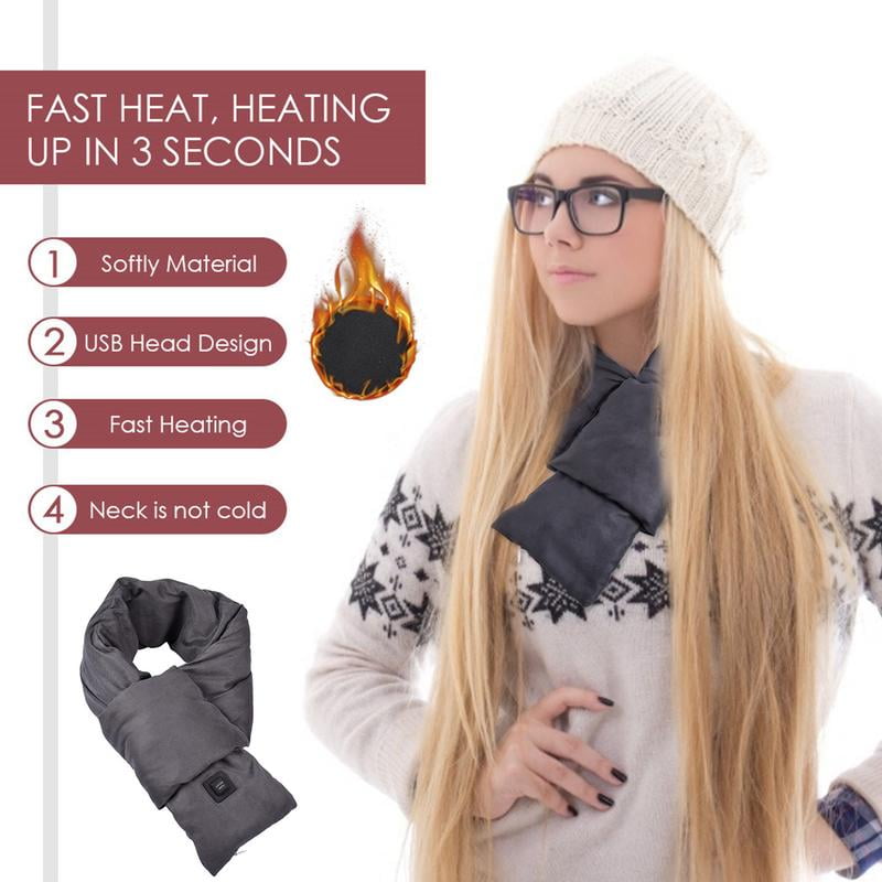 Heated Scarf USB Rechargeable Electric Heating Scarf Cashmere for Men Women