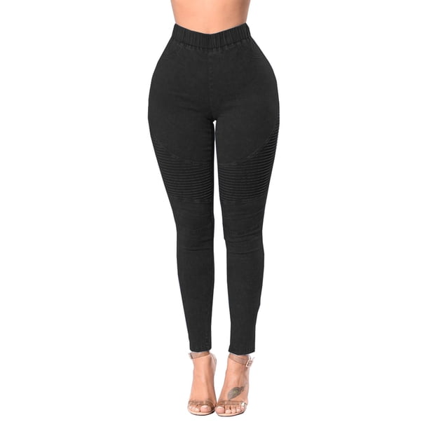 Puntoco - Pantalones vaqueros elásticos para mujer, cintura media, con agujeros, ajustados, con botones, hasta la pantorrilla Puntoco Puntoco-3647