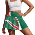 thumbnail image 3 of HELLHERO Green Red Striped Tennis Skirt, High Waisted Athletic Skort with Built-in Shorts for Women Golf Yoga and Daily Wear, 3 of 9
