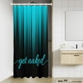 thumbnail image 2 of Teal and Black Shower Curtain Get Naked Turquoise Aqua Abstract Boho Bright Stall Small Single Walk in Half Size Dorm Standing Narrow Stand Up RV Home Bathroom Decor Bathtub Set, 36x72, Modern, 2 of 6