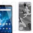 thumbnail image 1 of Slim-Fit Protective Phone Case compatible with Cricket Icon 2, with Tempered Glass Screen Protector, by OneToughShield ® - Camo B/W, 1 of 2