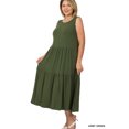 thumbnail image 3 of Zenana's Women & Plus Round Neck Sleeveless A-Line Ruffle Tiered Casual Sun Maxi Dress, 3 of 3