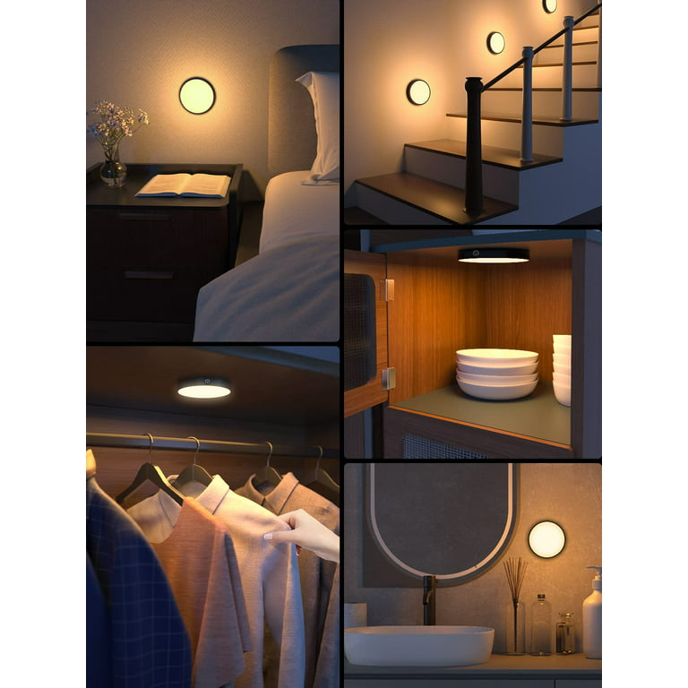 WILLED Tap Light Rechargeable, 3000K Dimmable Touch Light Built-in 1000mAh  Large Battery, Stick on Closet Light, Portable LED Puck Night Lights for  Cabinet, Wardrobe, Counter, Kitchen, Bedroom(2 Pack) 