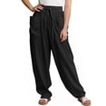 thumbnail image 5 of TOMVIGX Barrel Sweatpants Women Wide Leg Corduroy Travel Flowy Pants Loose Casual Cropped Elastic Waist Trousers with Pockets Black S, 5 of 5