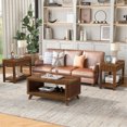 thumbnail image 6 of 25'' Rectangular Farmhouse End Table with Storage Shelf and Solid Wood Legs – Ideal for Living Room, Bedroom, or Office – Walnut Finish, 6 of 9