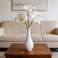 thumbnail image 5 of Sleek Plastic Vase for Dry Floral Arrangements, Contemporary Decorative Holder for Pampas Grass and Artificial Greenery, Stylish Accent for Dining Room, Coffee Table and Home Space, 8*1in, White, 5 of 6