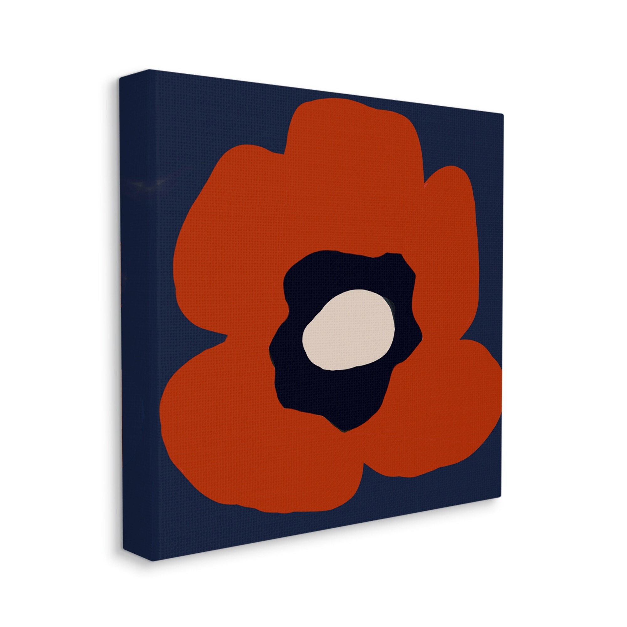 Stupell Industries Bold Red Flower Blossom Modern Geometric Shapes Graphic Art Gallery Wrapped Canvas Print Wall Art, Design by Deborah Velasquez